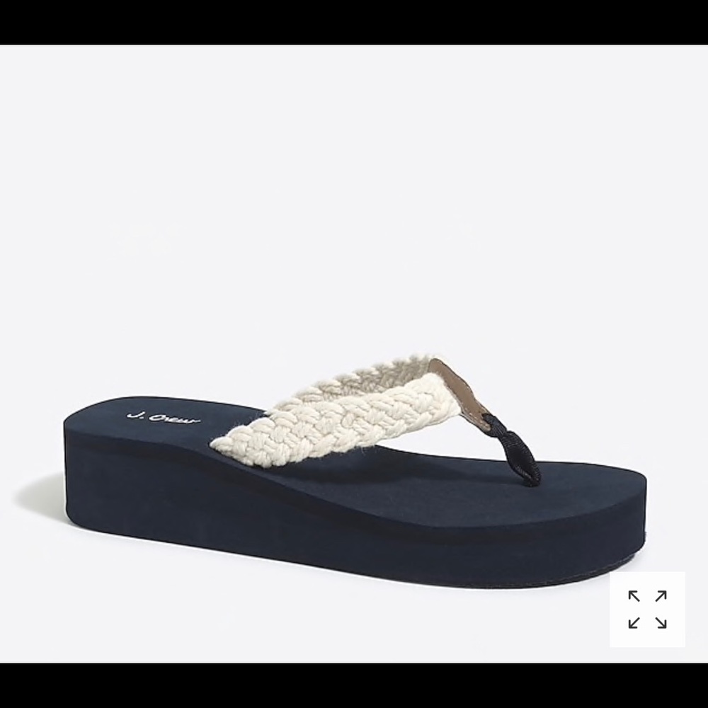 J.CREW FACTORY Braided Cotton Wedges in Ivory